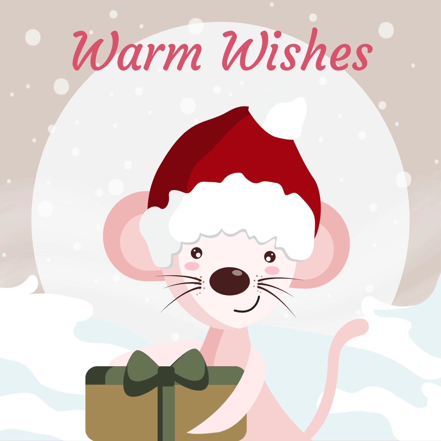 プレゼントを持ったネズミさん, サンタ帽, 作成, デザイン, メッセージカードテンプレート