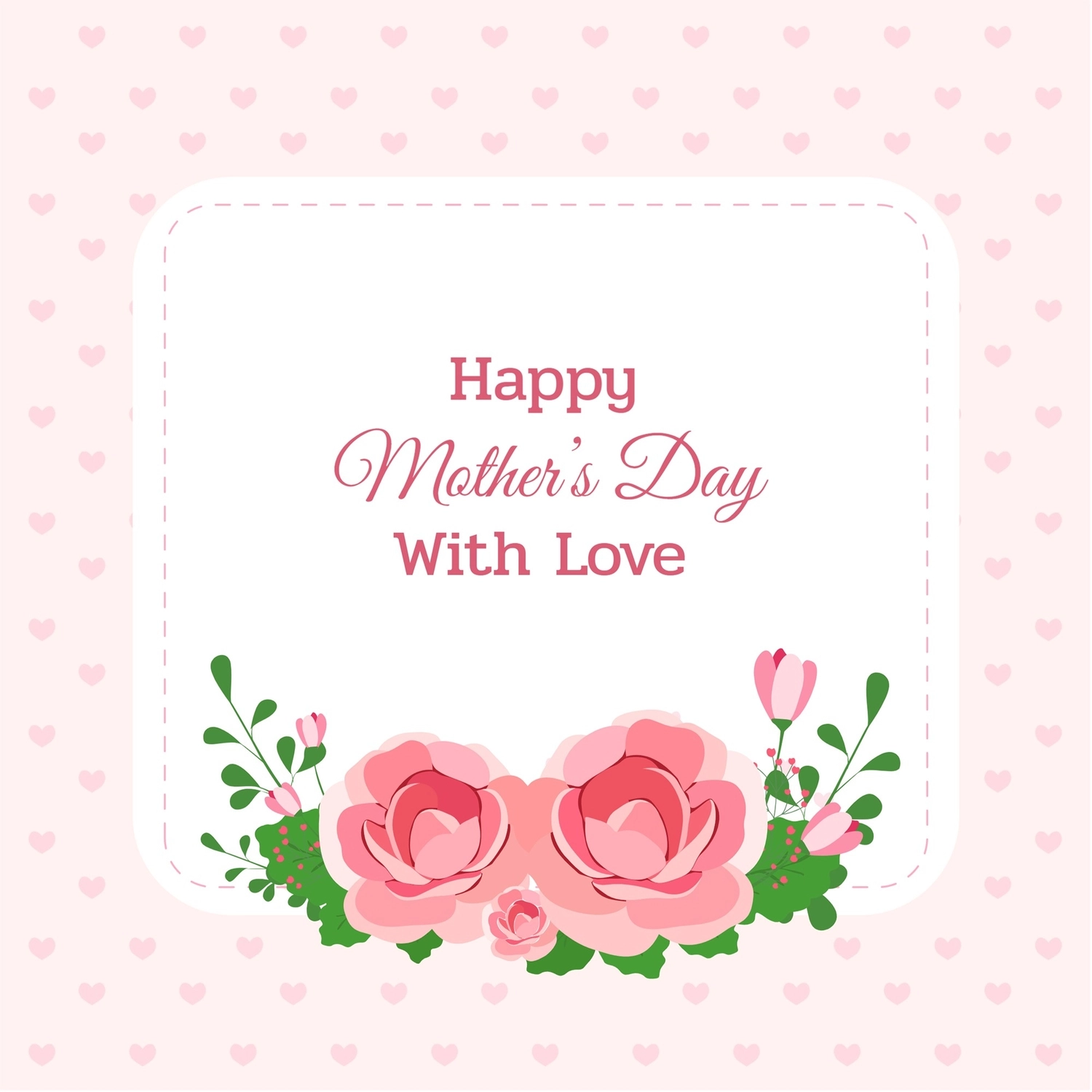 母の日グリーティングカード　薔薇とフレーム, Pink back, create, design, message card template