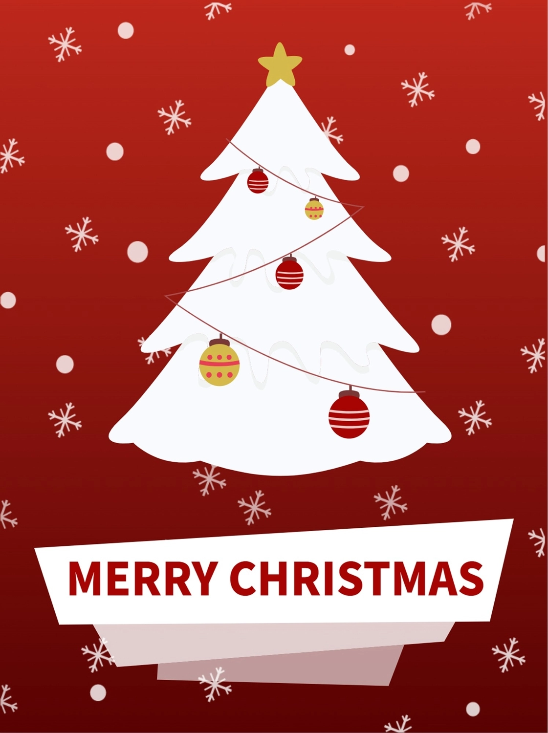 白いクリスマスツリー, おしゃれ, クリスマスカード, 赤背景, メッセージカードテンプレート