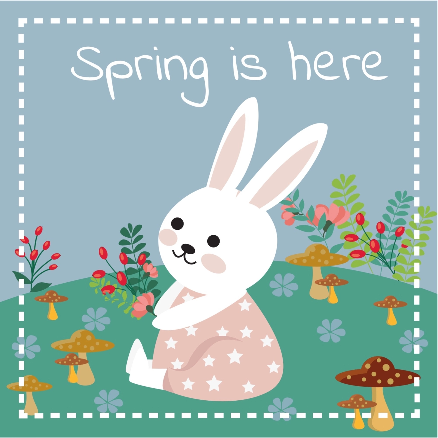 春のグリーティングカード　うさぎ, 動物, 作成, デザイン, メッセージカードテンプレート