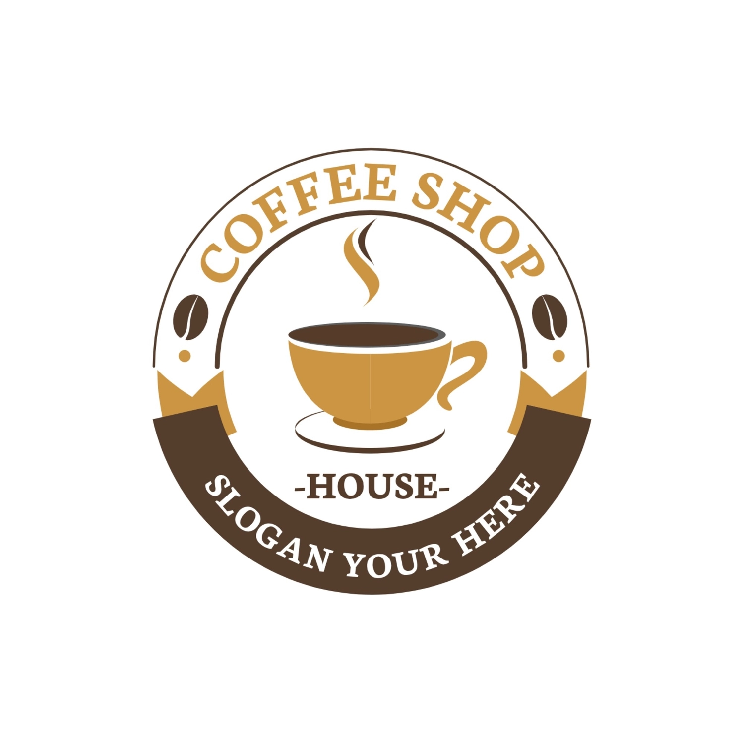 コーヒーショップのロゴ, コーヒー豆, 白地, 白バック, ロゴテンプレート