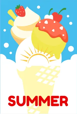 夏のパフェ　暑中見舞い, pop, An illustration, cute, Greeting Card template