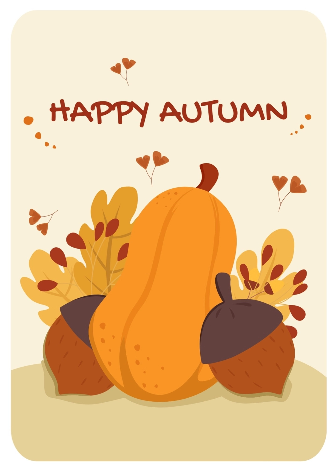 秋のグリーティングカード　かぼちゃとどんぐり, かぼちゃ, 作成, デザイン, メッセージカードテンプレート