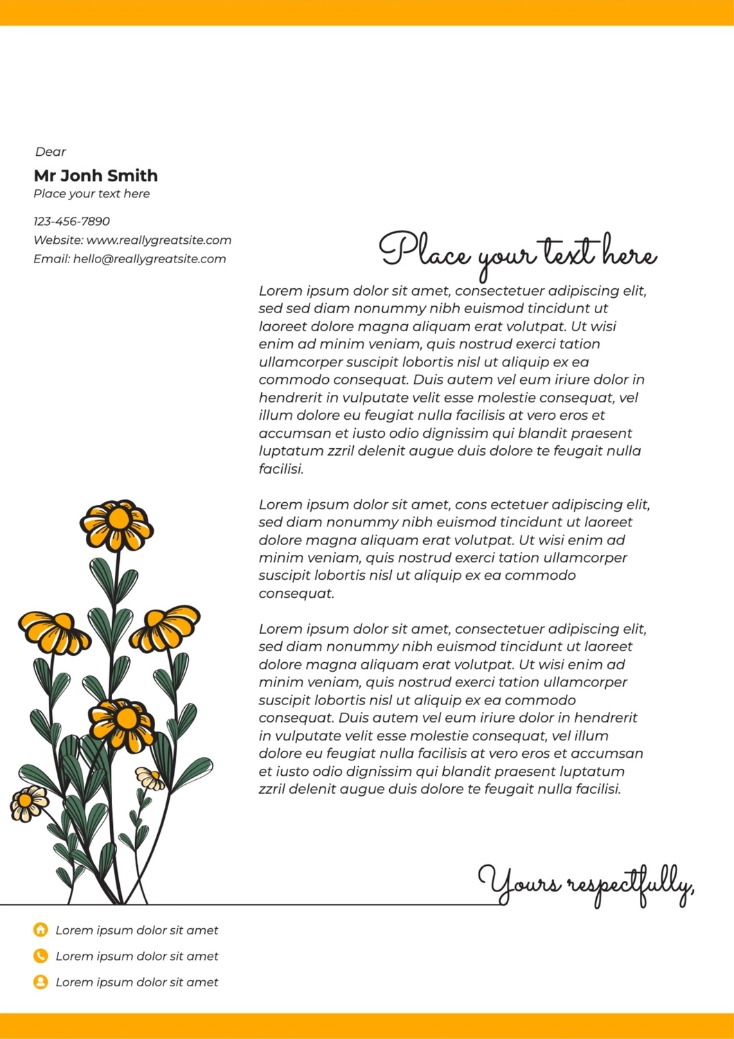 ポップフラワー, Flower, yellow, natural, Letterhead template