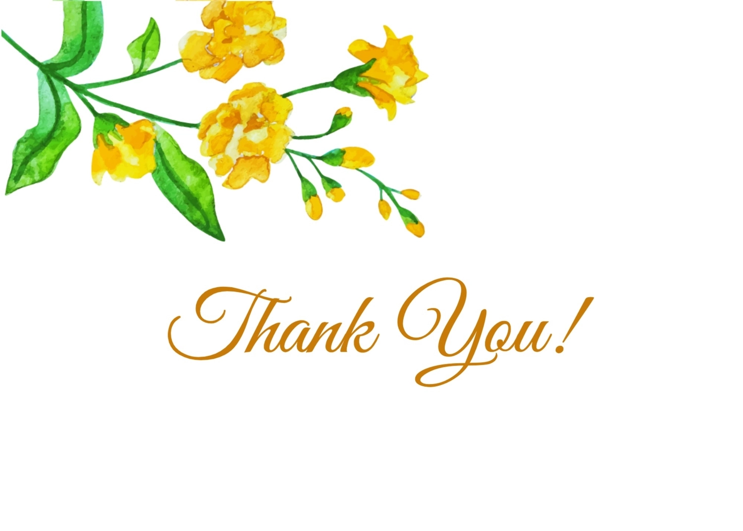 黄色い花のウェディングカード, 花, ありがとう, ありがとうございました, ウェディングカードテンプレート
