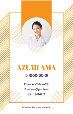 AZUMI AMA, 간호사, 오렌지, 병원, 비즈니스 ID 카드 템플릿