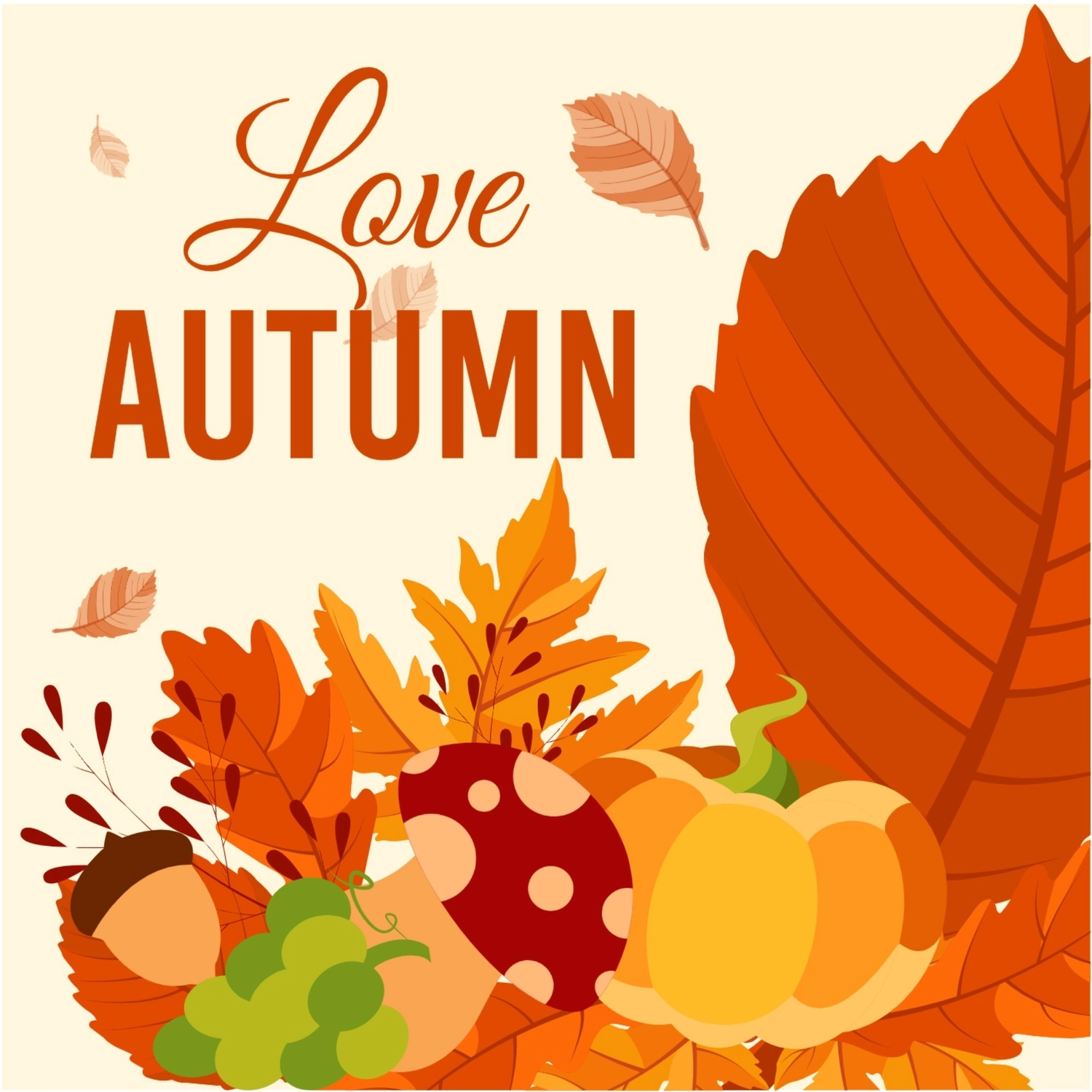 秋のグリーティングカード　きのことかぼちゃ, カボチャ, 作成, デザイン, メッセージカードテンプレート