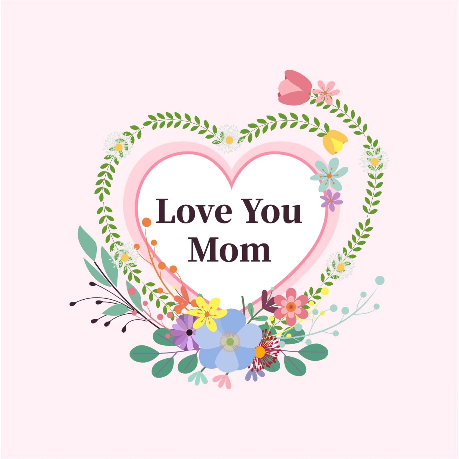 花の母の日ロゴ, 母さん大好きです, 作成, デザイン, ロゴテンプレート
