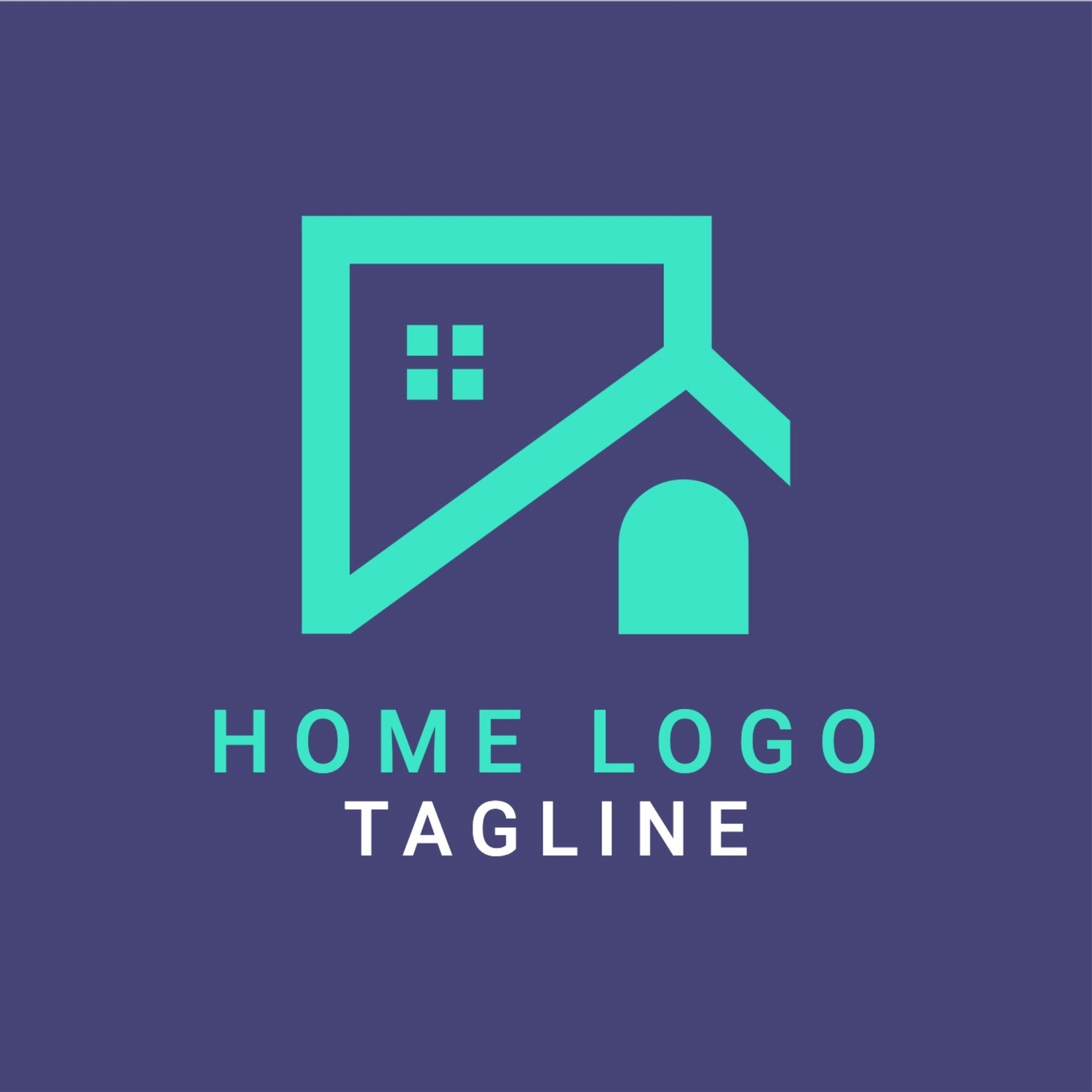 四角い不動産のロゴ, 窓, パープルランド, 紫バック, ロゴテンプレート