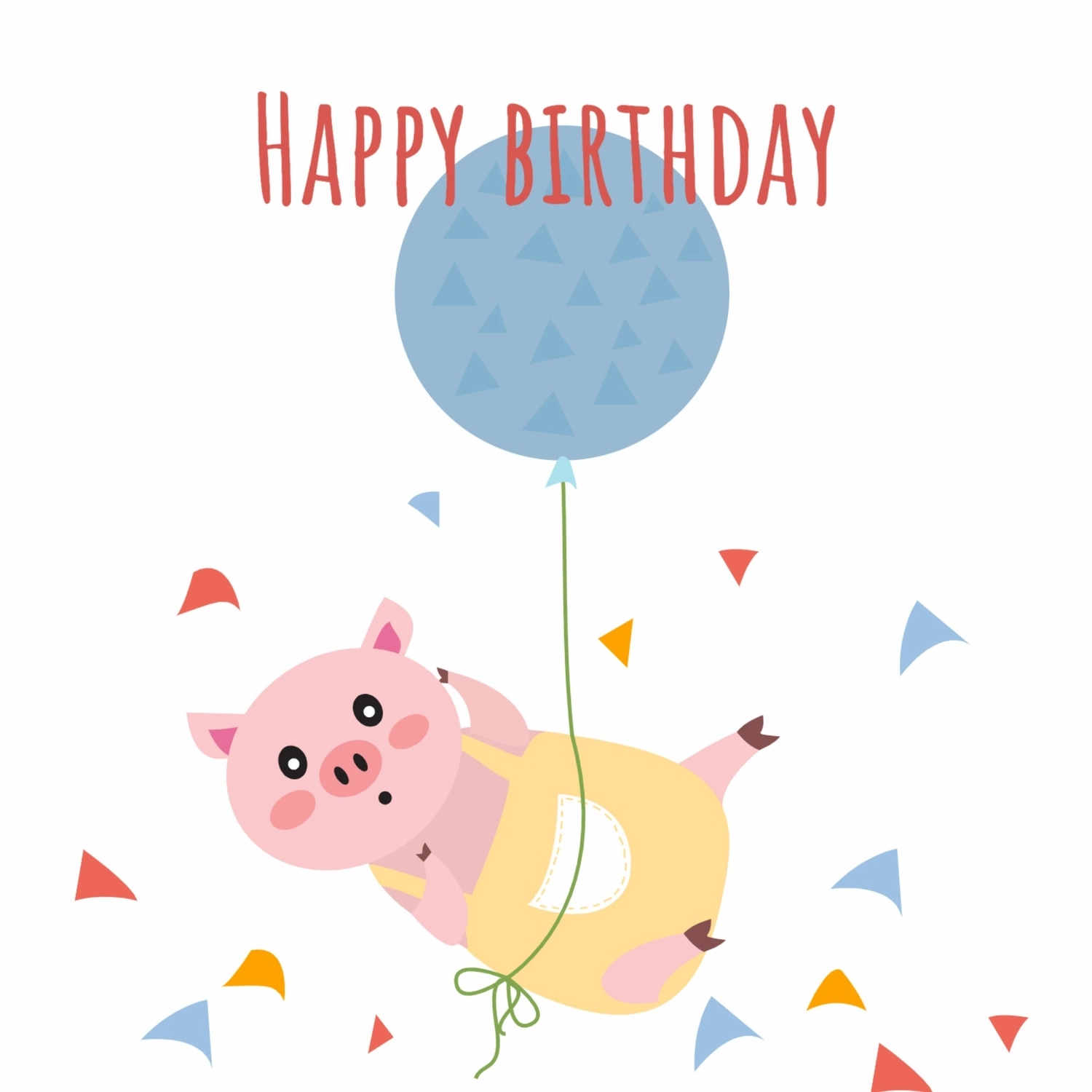 誕生日カード　豚の赤ちゃん, 淡い色, バースデーカード, 作成, 誕生日カードテンプレート