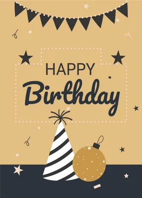 誕生日カード　パーティーハットとオーナメント, Birthday card, birthday, card, Birthday Card template