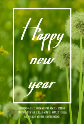 年賀状　たんぽぽ, HAPPY NEW YEAR, green, Photo, New Year Card template