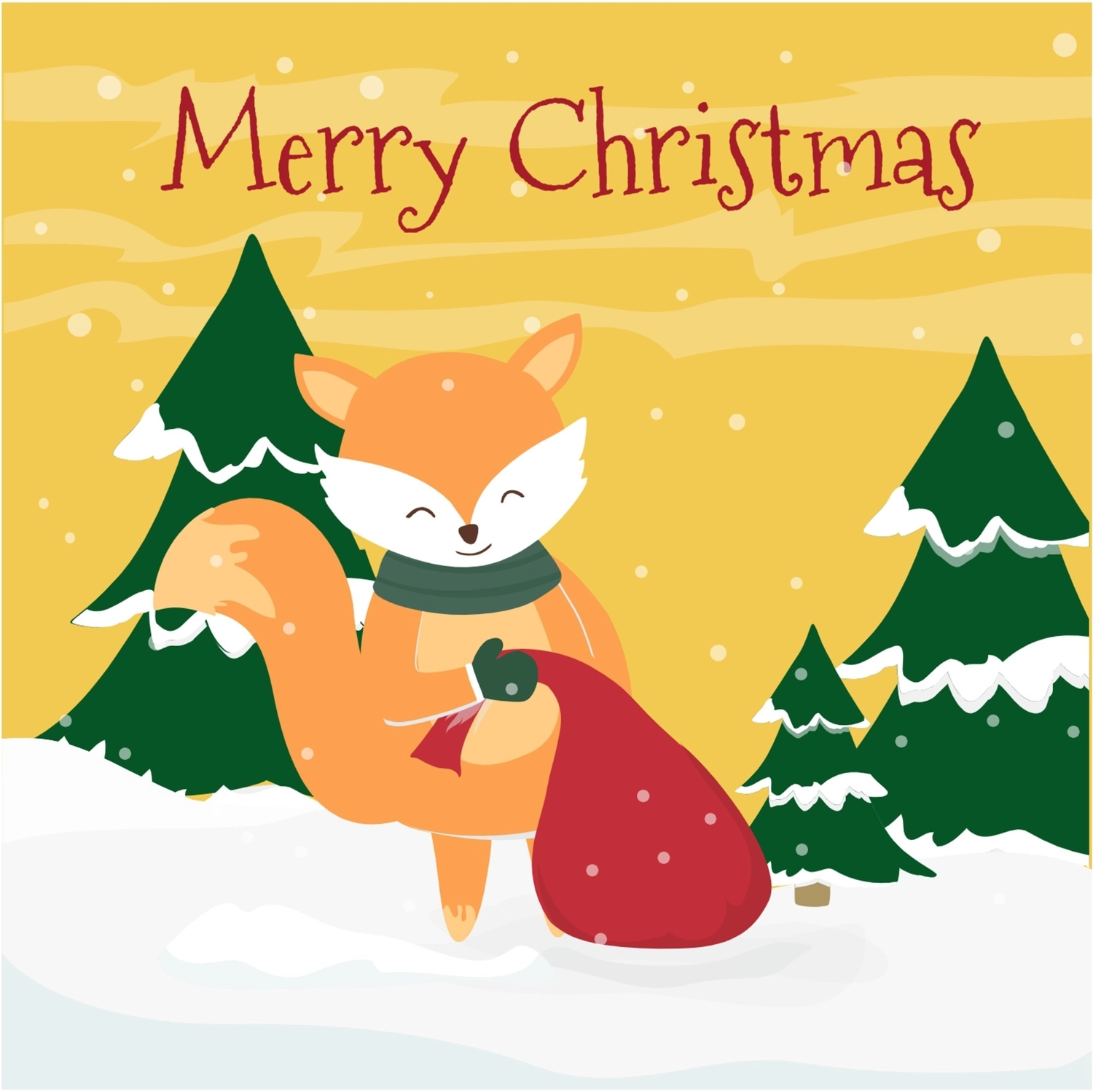 キツネのメリークリスマス, マフラー, クリスマスカード, 作成, メッセージカードテンプレート