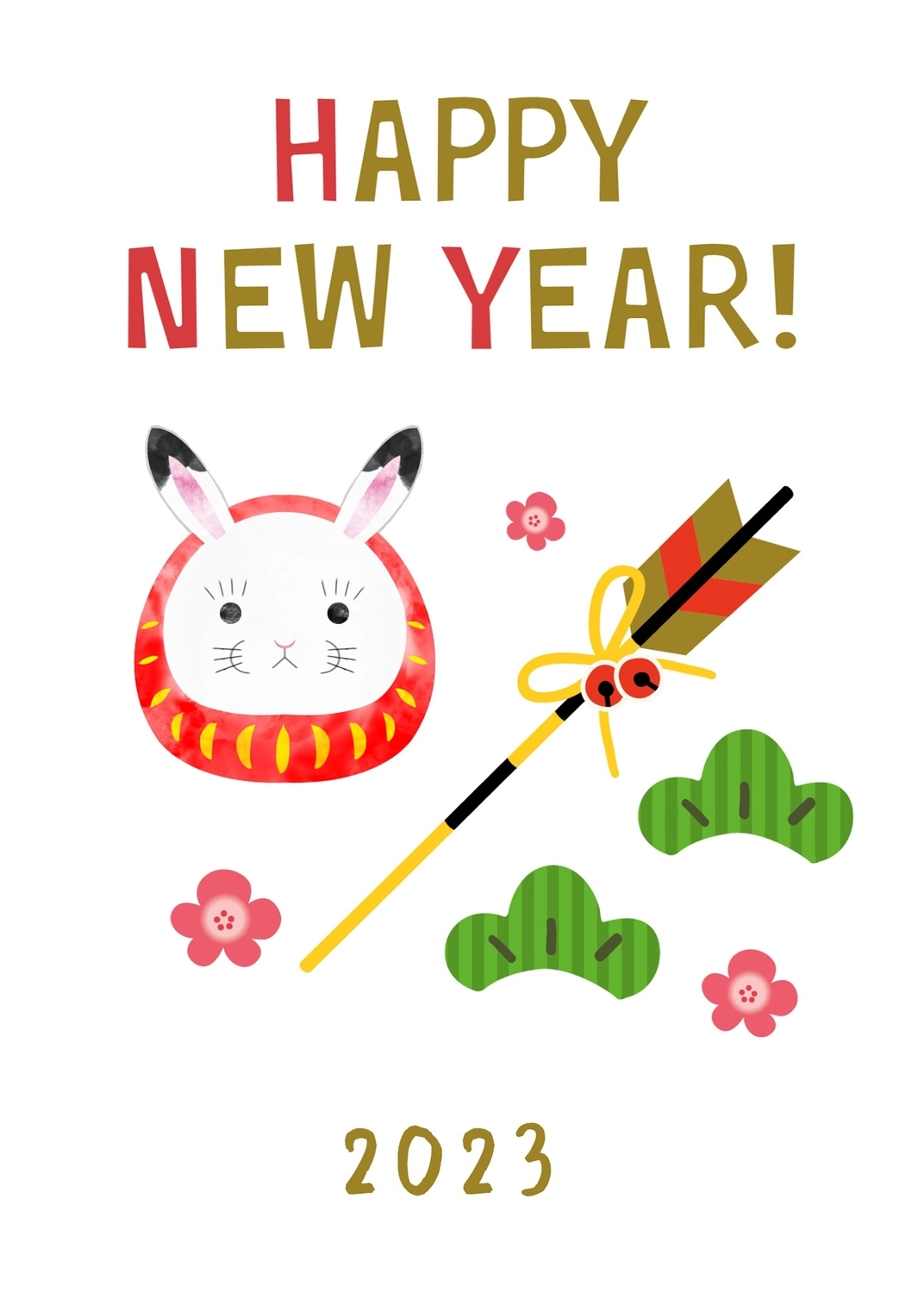 年賀状　うさぎと矢, green, fourth sign of Chinese zodiac (The Hare, 5am-7am, east, February), 2023, New Year Card template