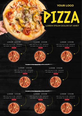 Menu template 3785, menu, pizza, pizzeria, Menu template