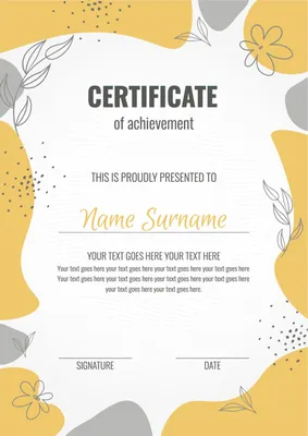 達成証明書　花　オレンジ, Achievement certificate, flower, Orange, Certificate template