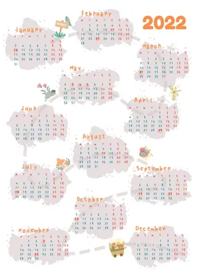 22年葉っぱの無料カレンダーテンプレート 4877 デザインac