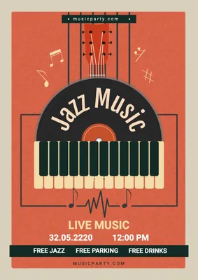 ジャズライブ　ポスター, jazz, live, Poster, Poster template