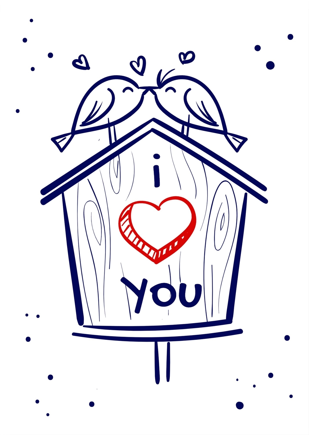 バレンタインデーグリーティングカード　小鳥の巣箱, 鳥, 作成, デザイン, メッセージカードテンプレート