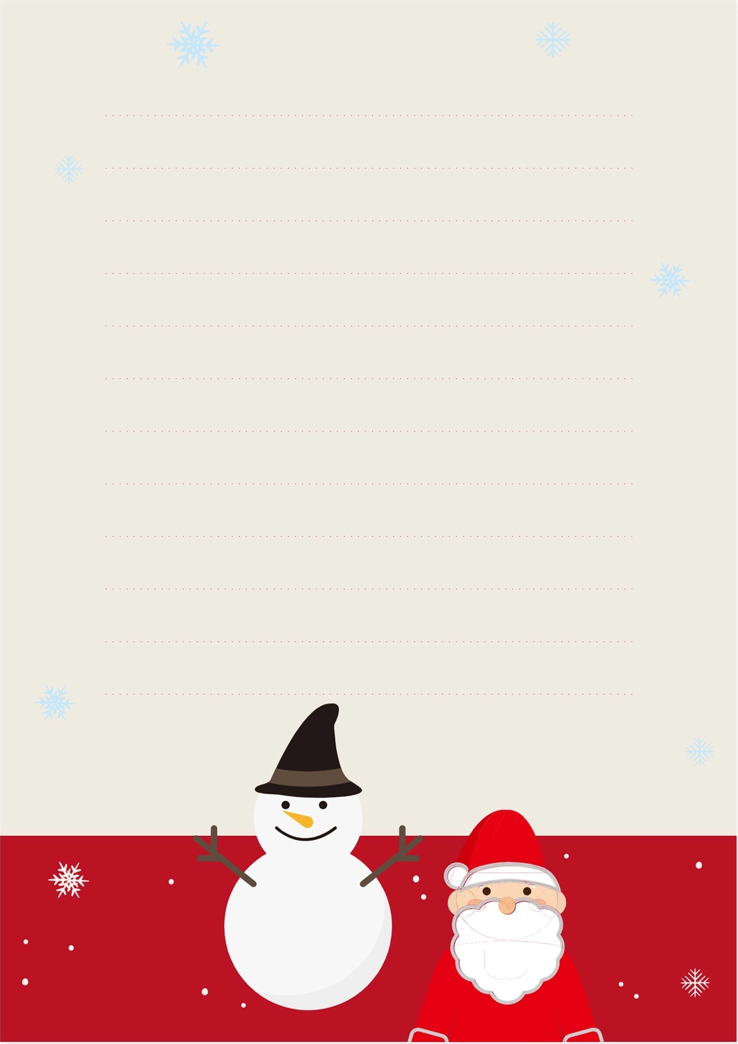 便箋（サンタクロースと雪だるま柄）, 산타 클로스, 눈사람, 블랙, 편지지 템플릿