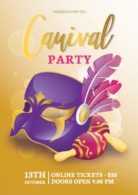 カーニバル　仮面とマラカス, carnival, mask, Dance, Poster template