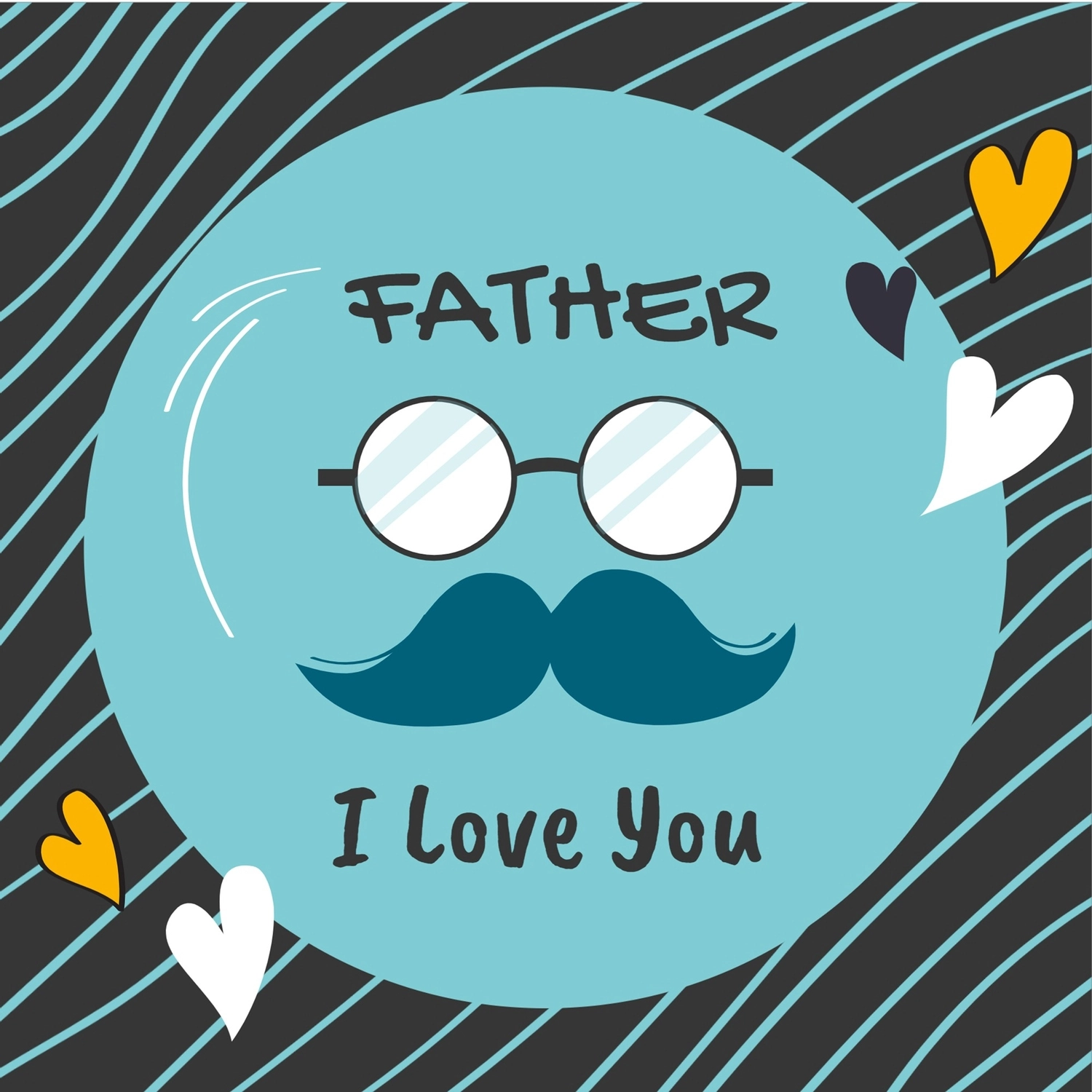 父の日グリーティングカード　眼鏡と髭, 眼鏡, 作成, デザイン, メッセージカードテンプレート