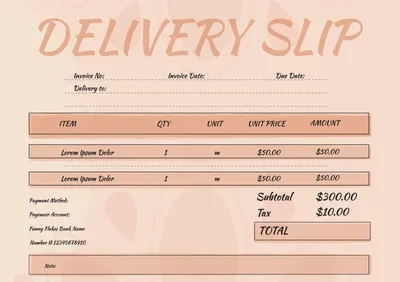 ピンク地の納品書, delivery slip, template, Layout, Delivery Slip template