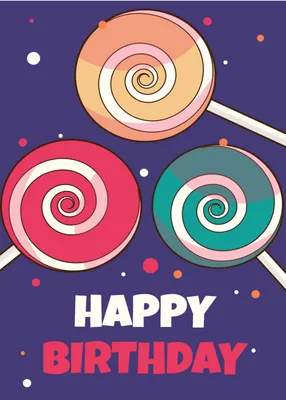 おおきなくるくるキャンデーで誕生日, big, sweets, Round and round candy, Birthday Card template