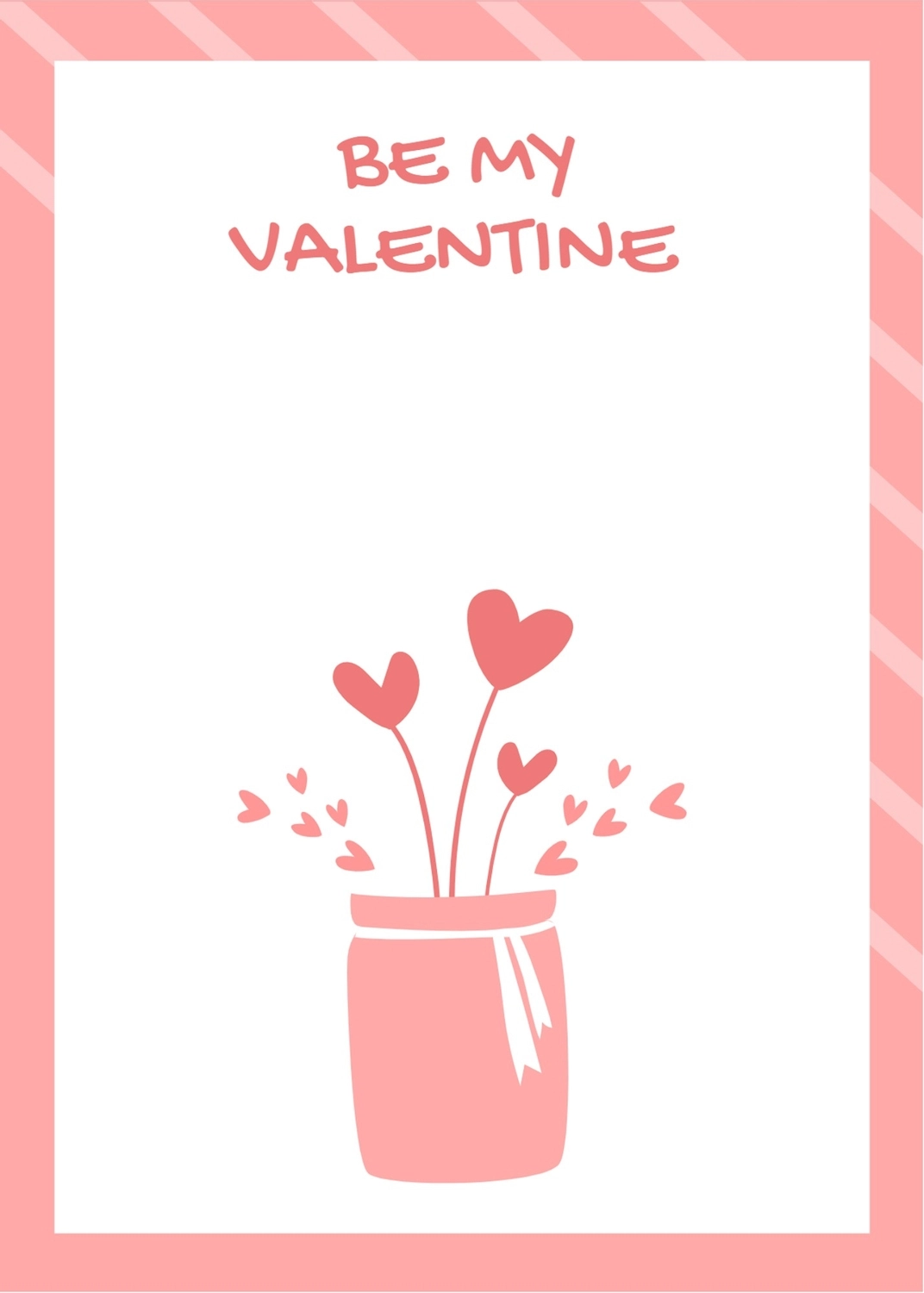 バレンタインデーグリーティングカード　ハートと花瓶, ハート, 作成, デザイン, メッセージカードテンプレート