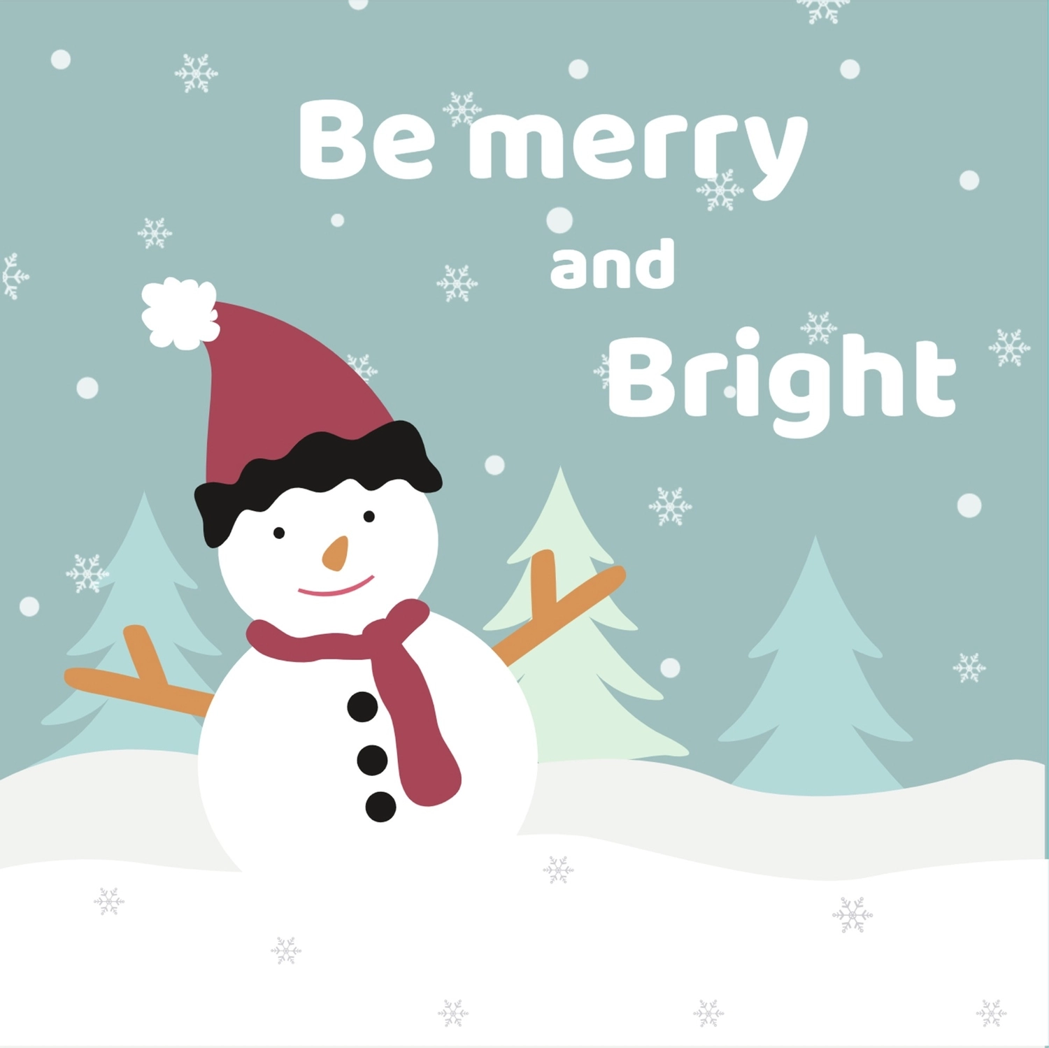 雪だるまと雪景色, ニット帽, 作成, デザイン, メッセージカードテンプレート