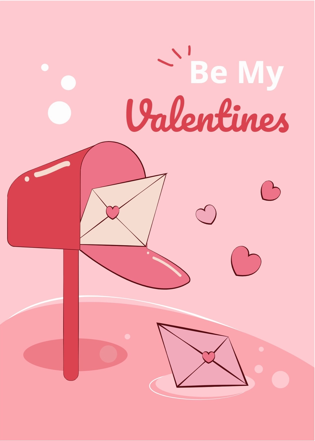 バレンタインデーグリーティングカード　郵便受けのラブレター, ピンクバック, 作成, デザイン, メッセージカードテンプレート