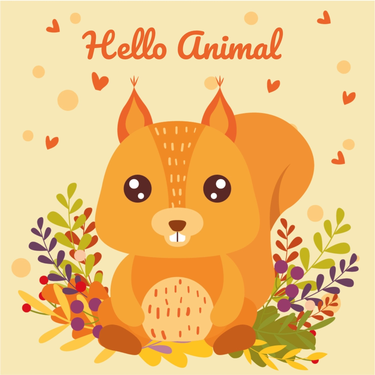 動物グリーティングカード　りす, 植物, 創造, 設計, 留言卡 模板