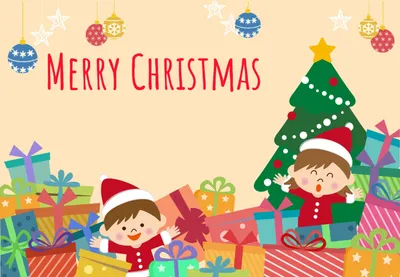 クリスマスプレゼントのイラストカード, 聖誕節, 孩子, 人物插圖,  模板