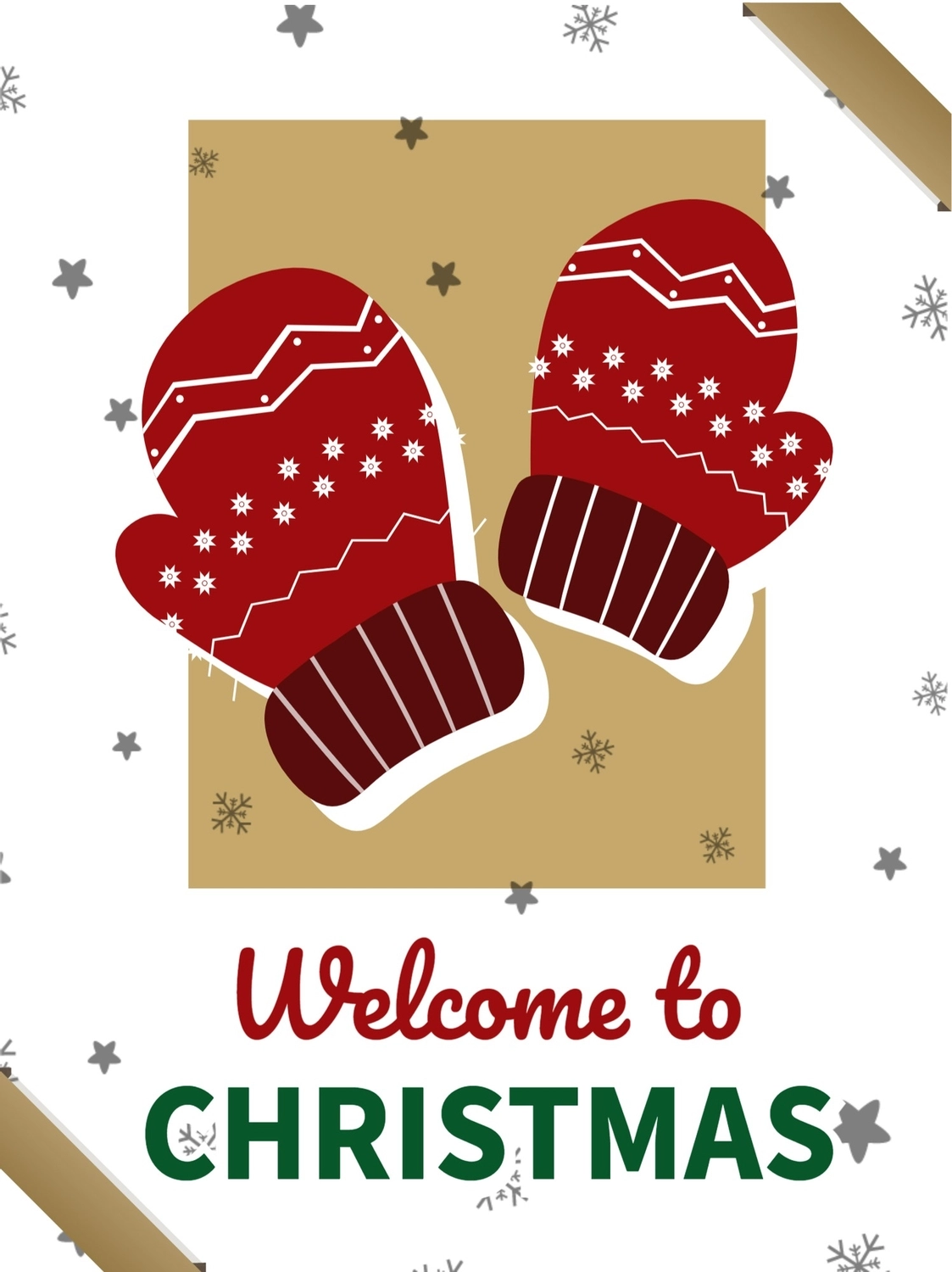 赤い手袋のクリスマス, 白バック, クリスマスカード, 毛糸, メッセージカードテンプレート