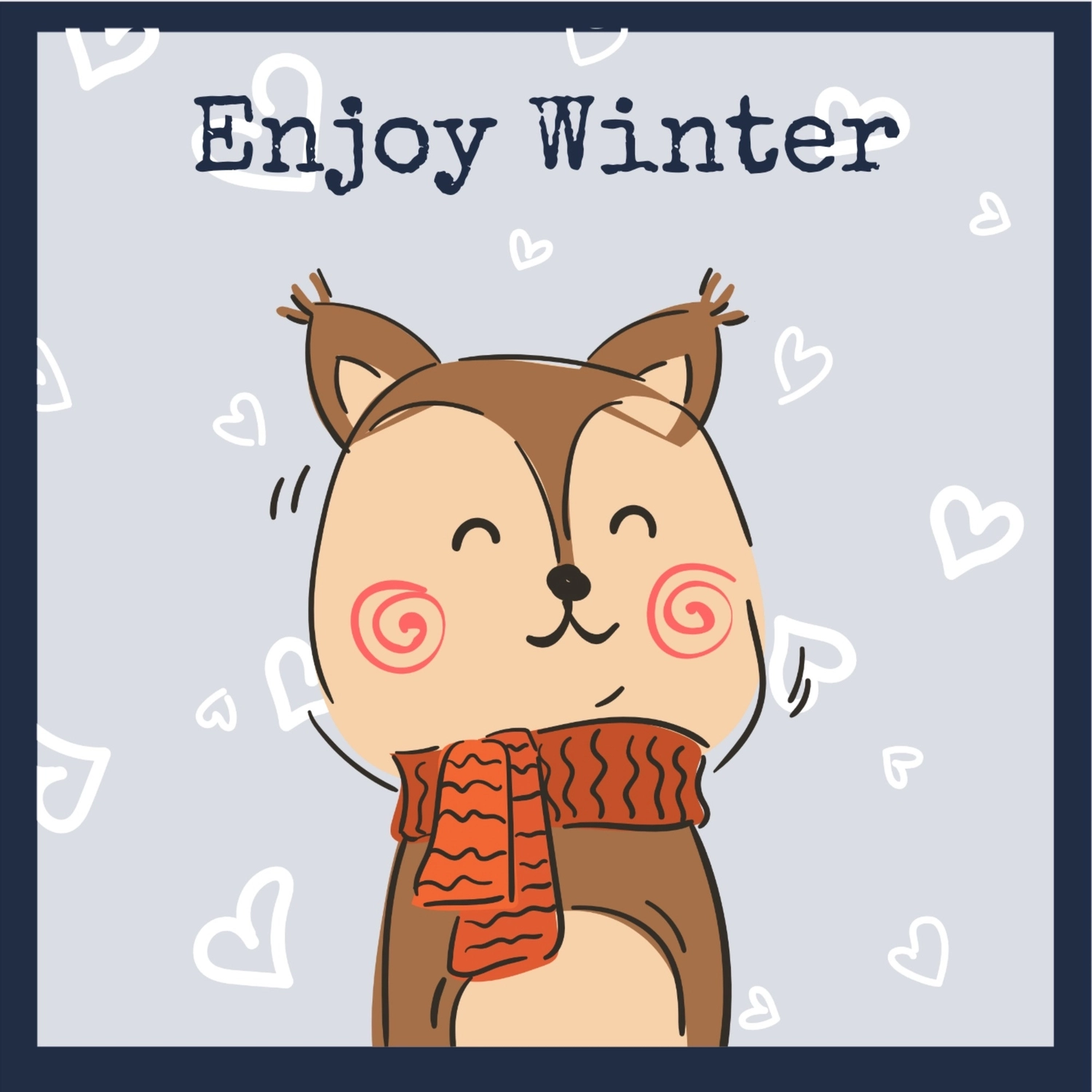 冬のグリーティングカード　りす, 動物, 作成, デザイン, メッセージカードテンプレート