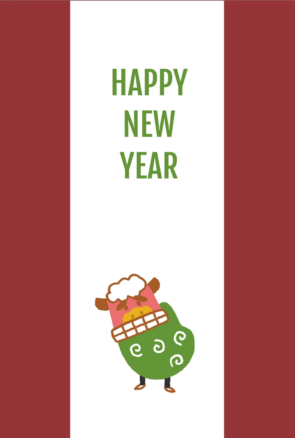 獅子舞の年賀状　縦, NEW YEAR, margin, Happy New Year, New Year Card template