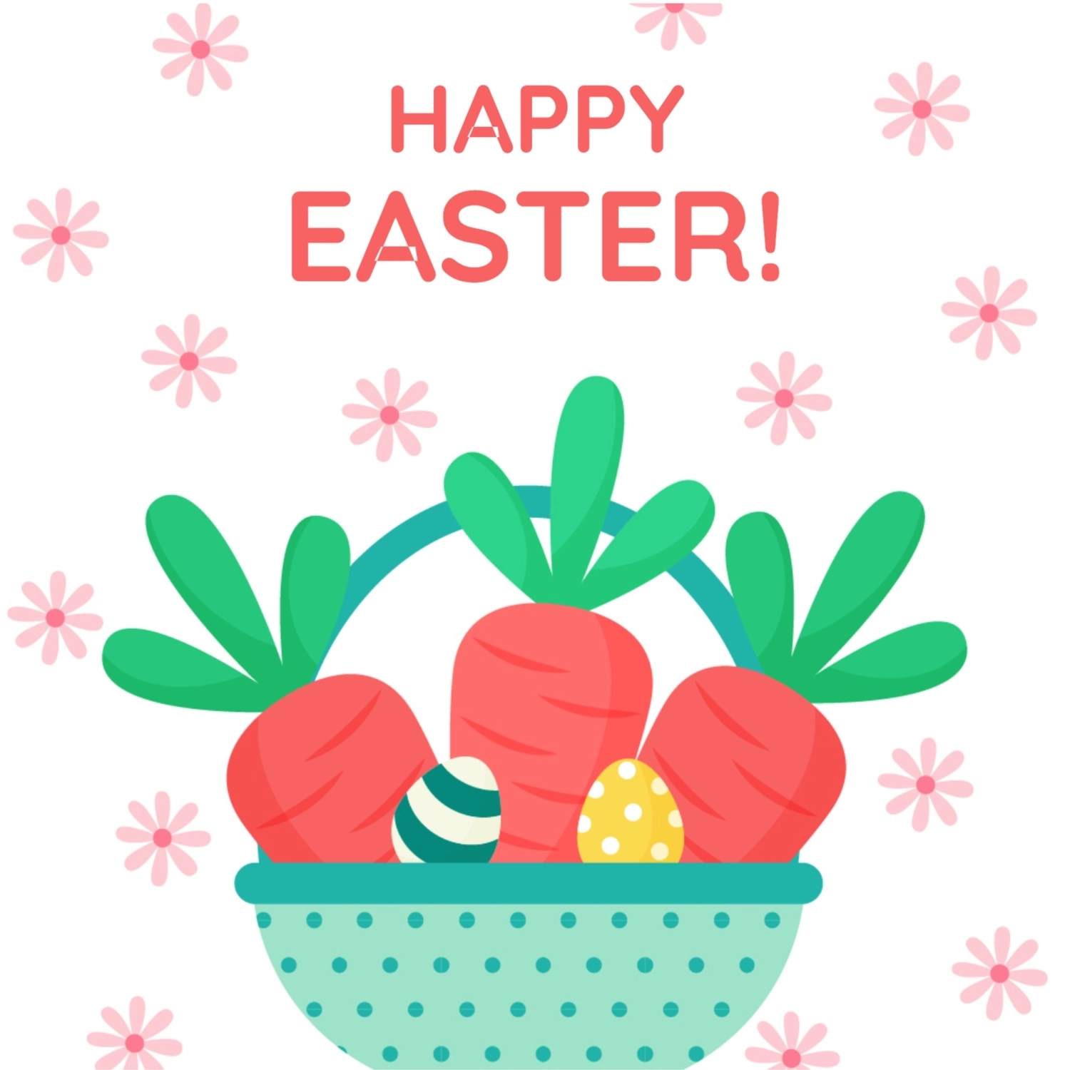 イースターグリーティングカード　かごに入ったイースターエッグとにんじん, Easter egg, create, design, message card template