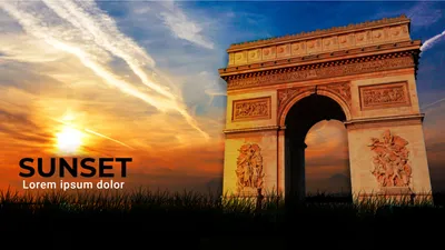 凱旋門の日没, Arc de Triomphe, background, wallpaper, Zoom Virtual Background template