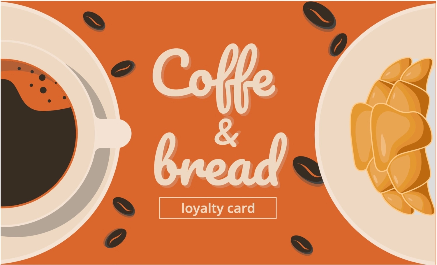 ロイヤリティカード　コーヒーとパン, ショップカード, 作成, デザイン, 販促ツールテンプレート