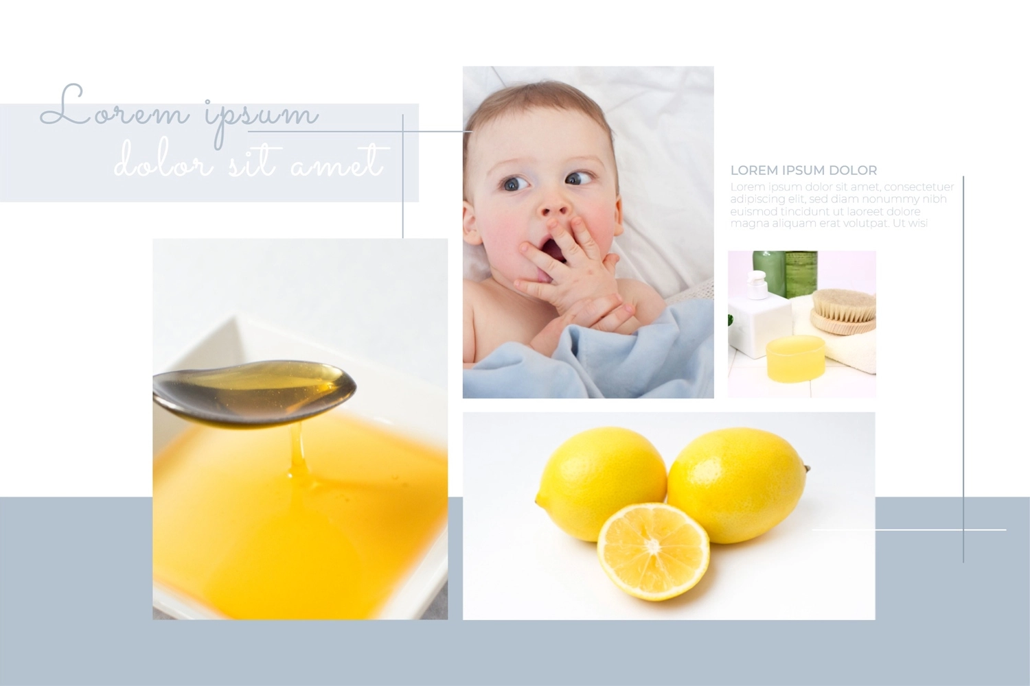 赤ちゃんとレモン, 新鮮, 作成, デザイン, 写真のコラージュテンプレート