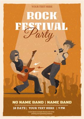 ロックフェス　ギターと歌う人, rock, music, festival, Poster template
