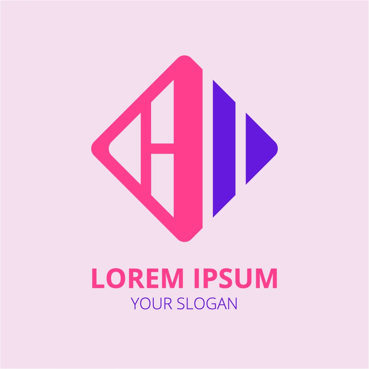 紫とピンクの正方形のロゴ, ロゴタイプ, ロゴマーク, ロゴ, ロゴテンプレート