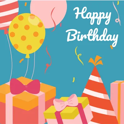 プレゼントと風船がいっぱい, balloon, Triangular cone, Tricorne, Birthday Card template