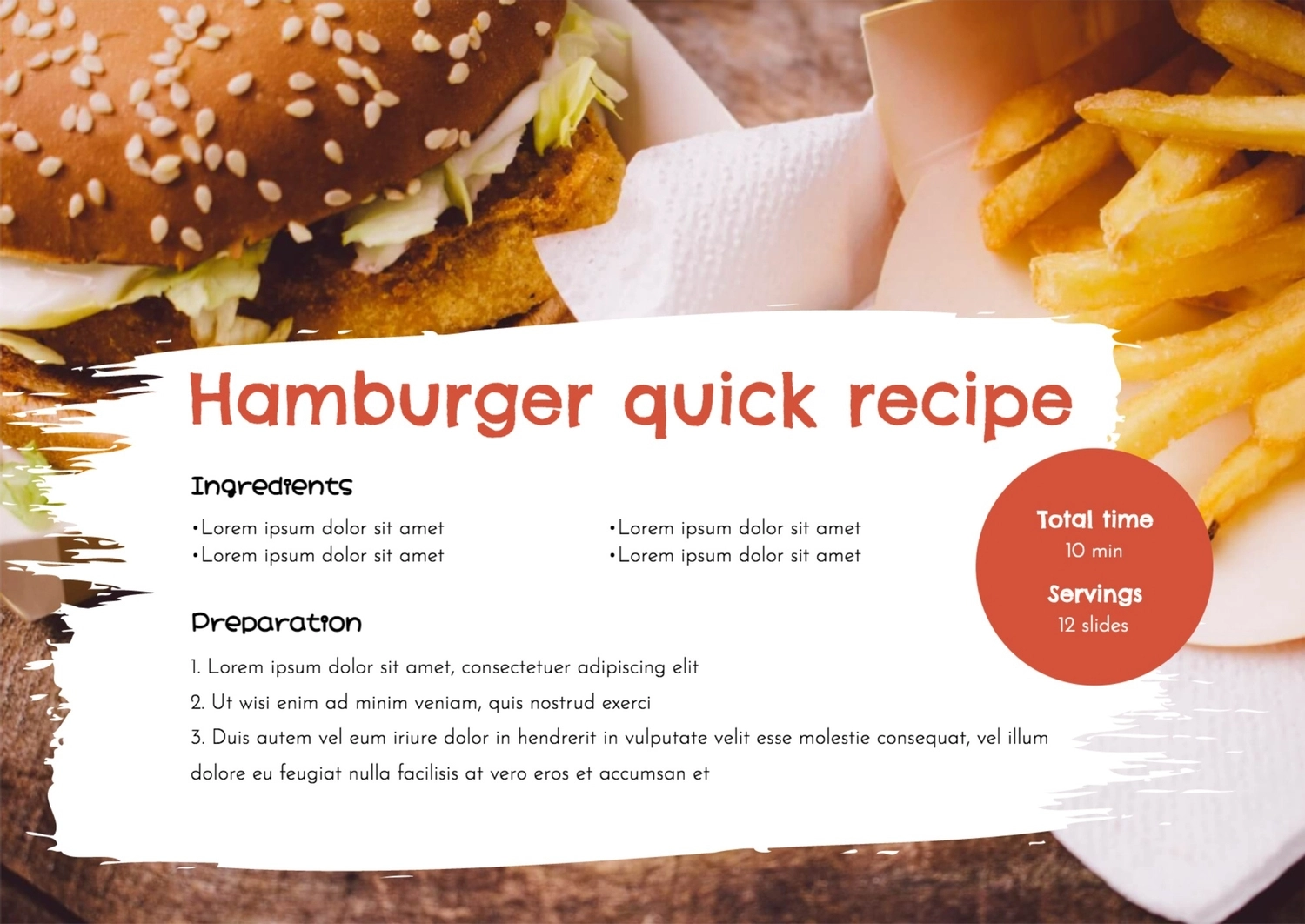 ハンバーガー簡単レシピ, 吃, 食譜卡, 創造, 菜單卡 模板