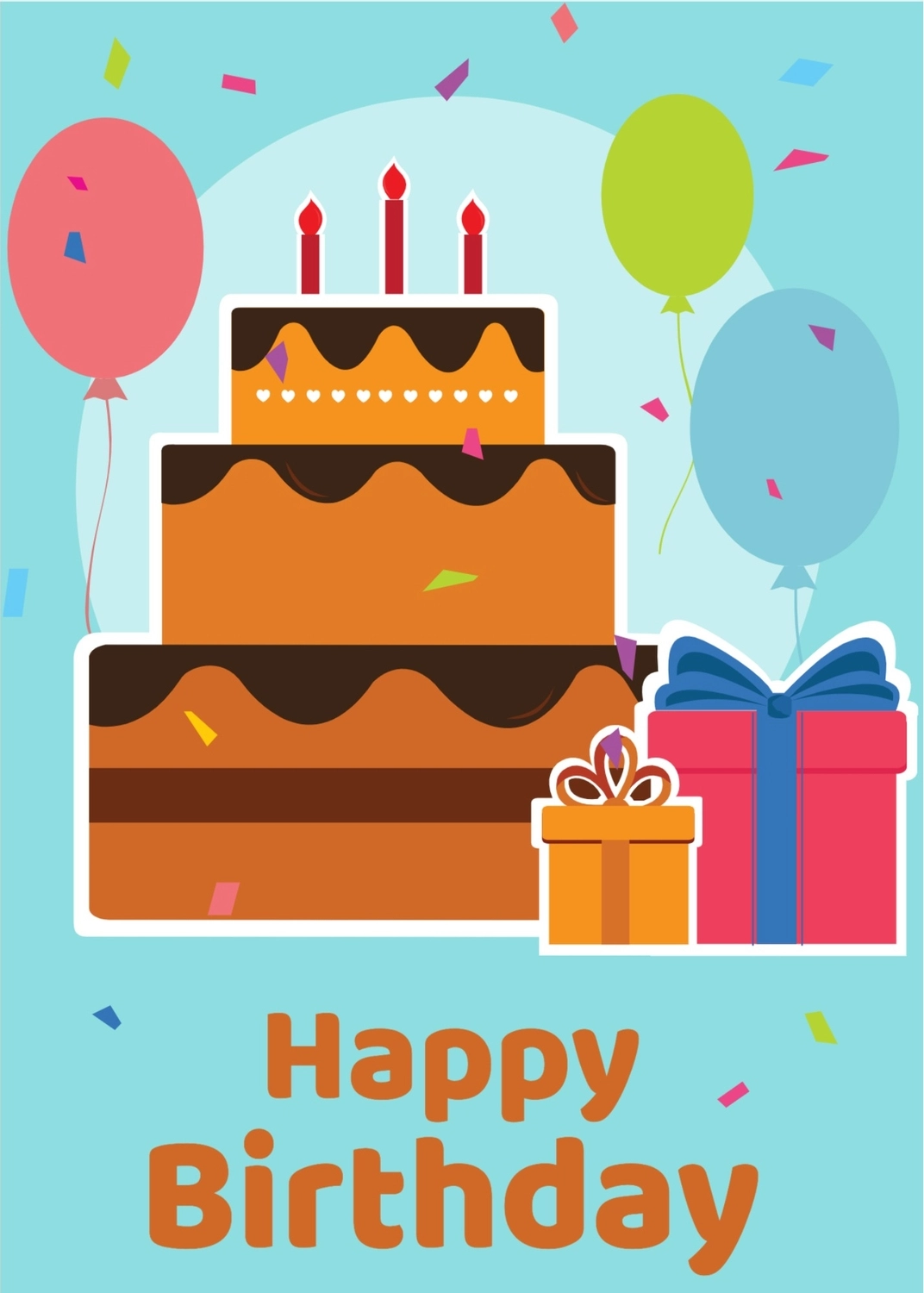 誕生日カード　バースデーケーキとプレゼント, 誕生日カード, 誕生日, カード, 誕生日カードテンプレート