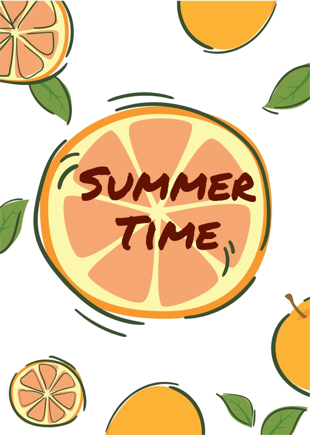夏のグリーティングカード　オレンジ, みかん, 作成, デザイン, メッセージカードテンプレート