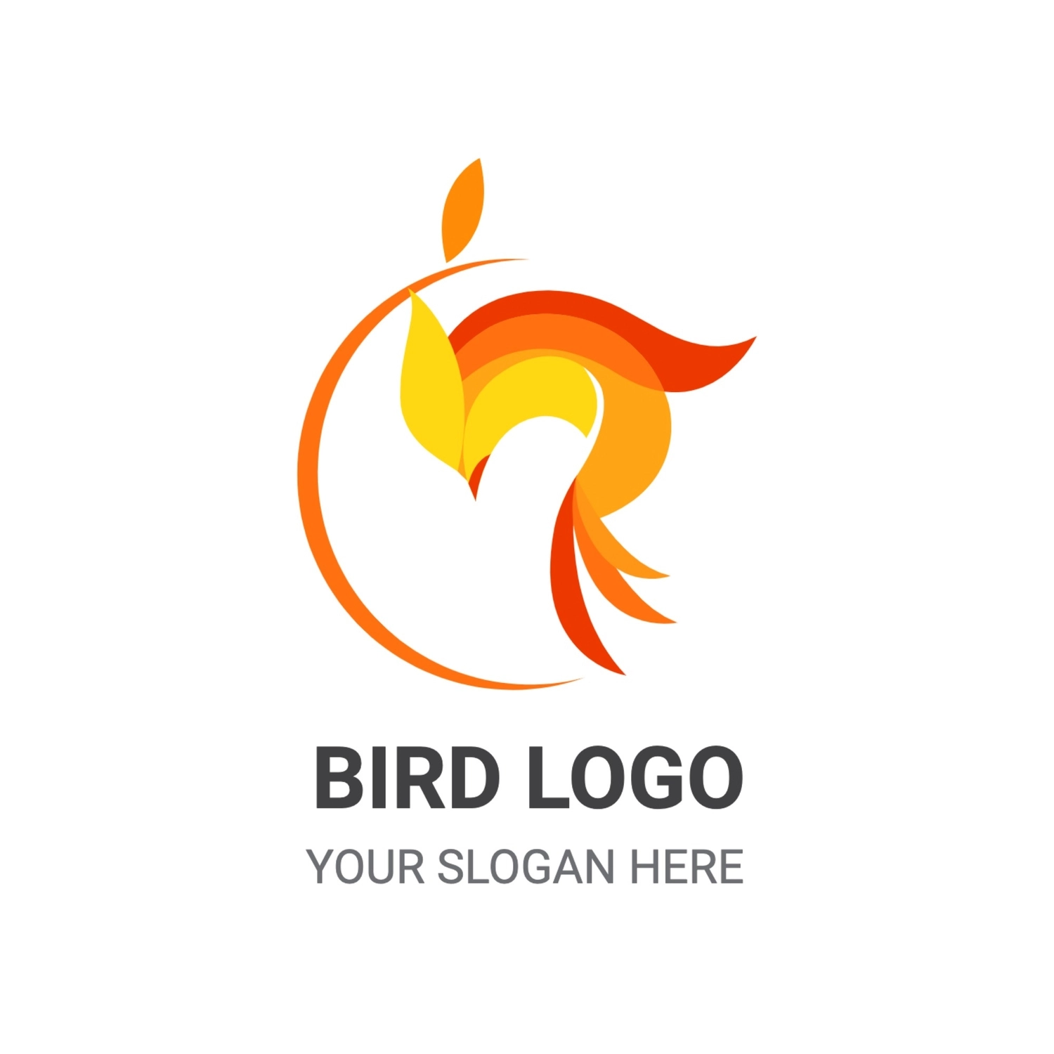 オレンジの鳥のロゴ, 일러스트, 만들기, 디자인, 심벌 마크 템플릿