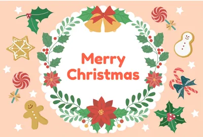 クリスマスリースのイラストカード, Merry Christmas, An illustration, lease, Greeting Card template