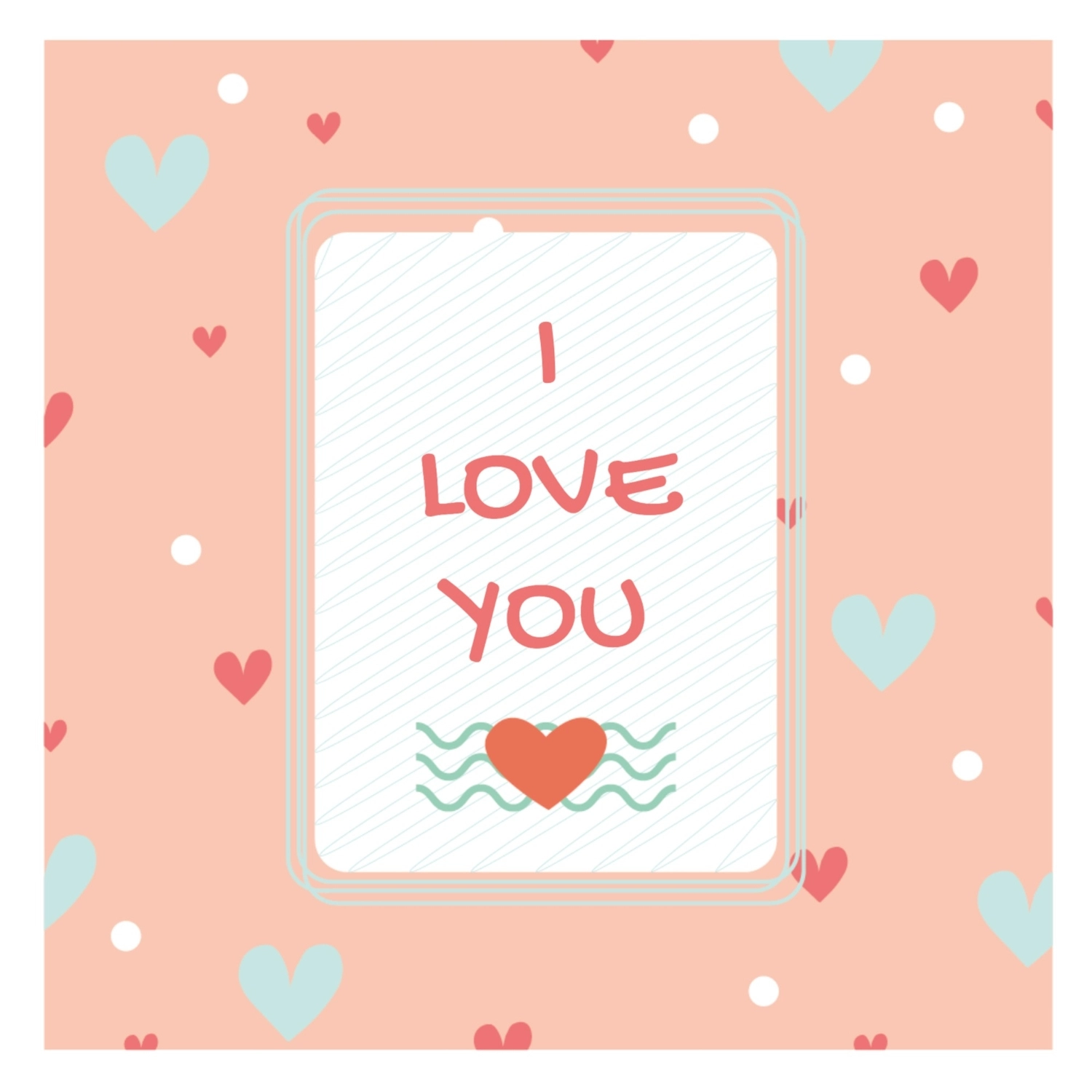 バレンタインデーグリーティングカード　アイラブユー, heart, create, design, message card template