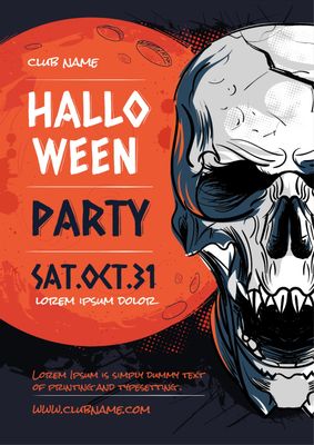 ハロウィン　骸骨, Halloween, party, event, Poster template
